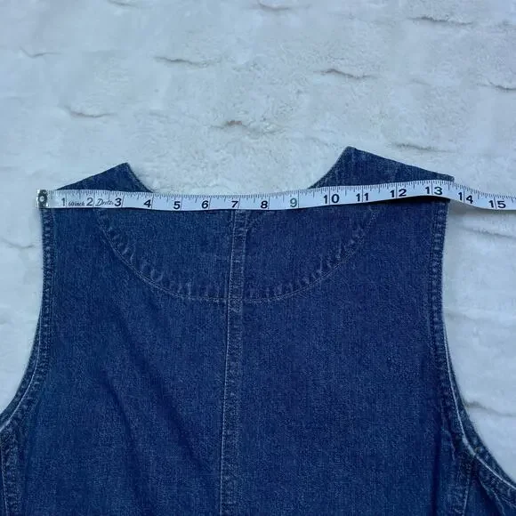 🔥Vintage 90s Y2K St. John’s Bay Denim Mini Jumper Dress Button Down Pockets 8P - Picture 16 of 16